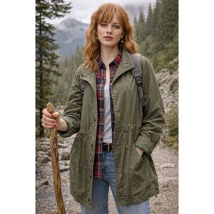 Olive Green Utility Jacket Women’s Size S Cotton Lined Coat Canyon River Blues